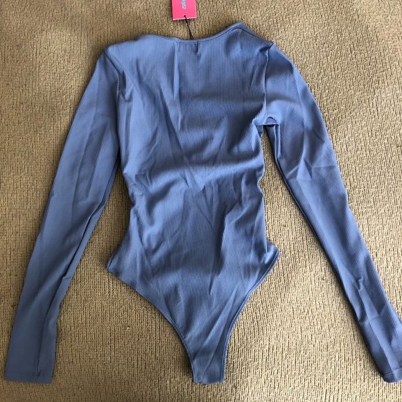 Edikted Juniper Cut Out Body Suit, Blue, S (NWT) orig $64 - Picture 2 of 2